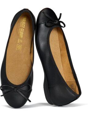 Women's Ashley Black Ballet Flats Leather Insole Memory Foam Comfortable Shoes